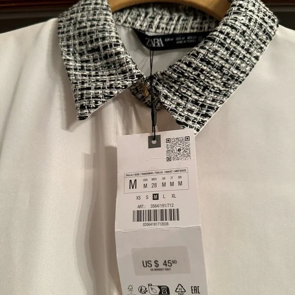 NWT Zara “MIXED SHIRT” Button Down Blouse - Picture 10 of 11